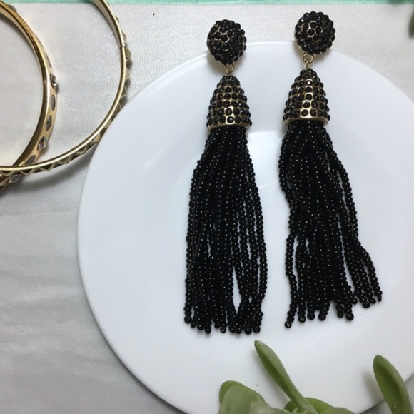 Jewelry - FREE w/Bundle! Black Statement Tassel Earrings
